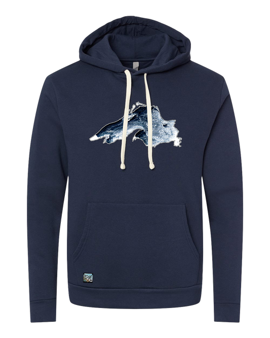 Lake Superior Hooded Sweatshirt - Ice - Midnight Navy